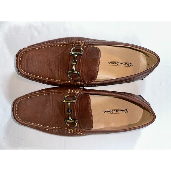 David Stone Men’s Size 9.5 Loafers Slip On Shoes Size Brown w/Buckle Accent - Picture 4 of 6